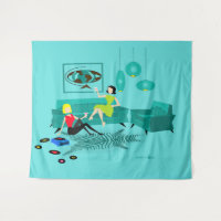 Die Retro Nacht des Mädchens in der Tapisserie