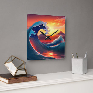 Die Retro-Neugestaltung der großen Welle abseits Quadratische Wanduhr