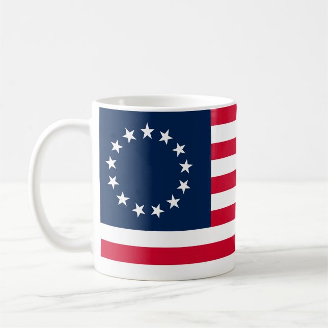 Die revolutionäre Kriegs-Betsy- Rossflagge Kaffeetasse (Links)