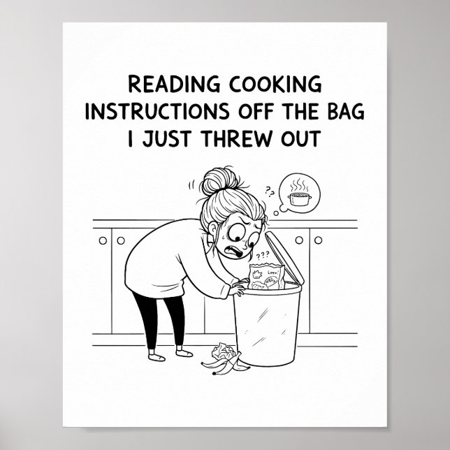 Die Rezept-Reue-Minimalist-Küchen-Comic Poster (Vorne)