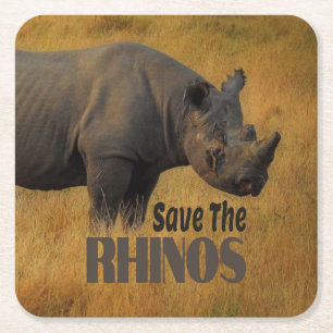 Die Rhinos gerettet Rechteckiger Pappuntersetzer
