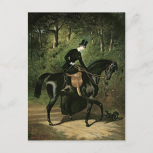 Die Rider Kipler auf ihrer schwarzen Mare Postkarte