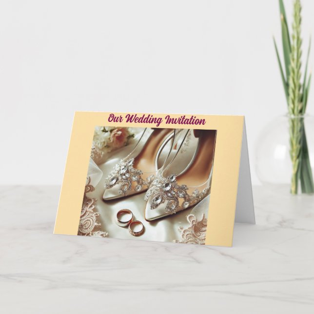Die Ring & Shoe-Hochzeit Einladung (Vorderseite)