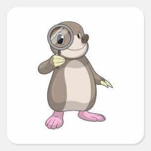 Die Rolle mit dem Zierglas Quadratischer Aufkleber