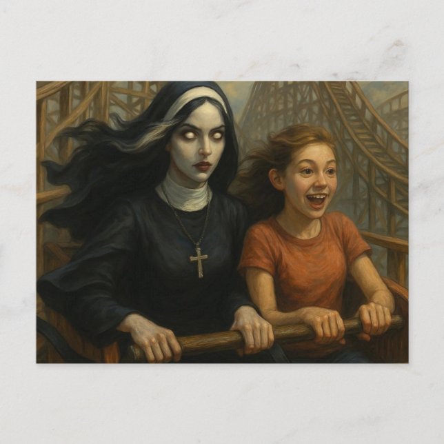 Die Rollercoaster Ride Beängstigend Nonnen und Kin Postkarte (Vorderseite)