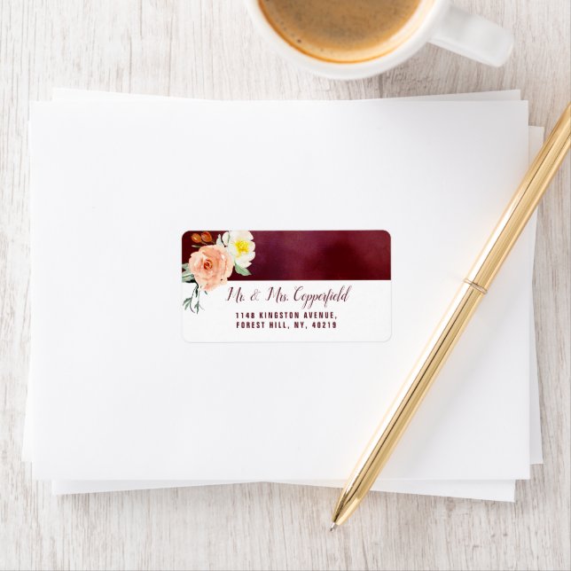 Die Romantik der blühenden Hochzeitskollektion Adressaufkleber (Insitu)