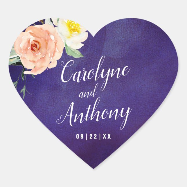 Die Romantik der blühenden Hochzeitskollektion Herz-Aufkleber (Vorderseite)