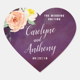 Die Romantik der blühenden Hochzeitskollektion Herz-Aufkleber