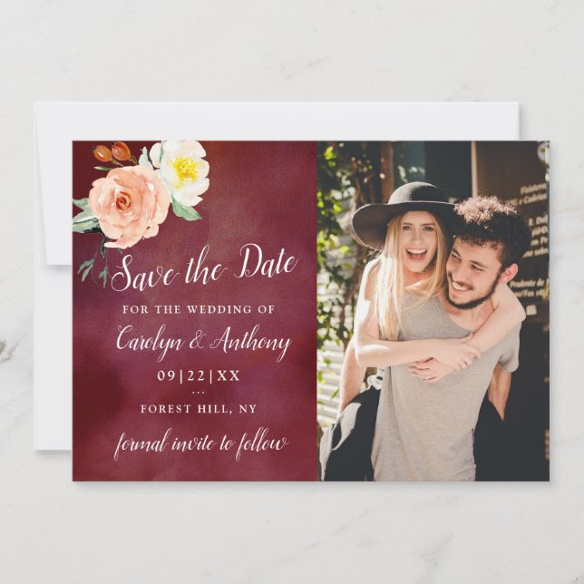 Die Romantik der blühenden Hochzeitskollektion Save The Date (Vorderseite)
