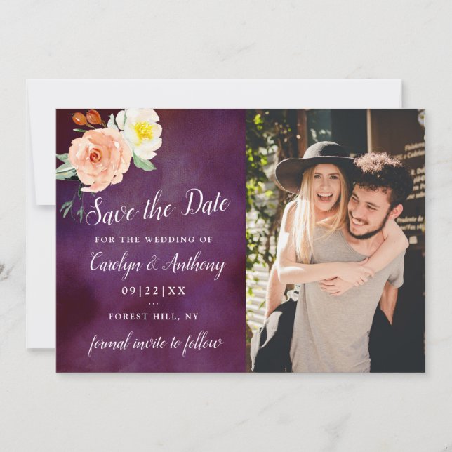 Die Romantik der blühenden Hochzeitskollektion Save The Date (Vorderseite)