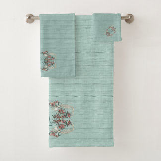 Die Romantik von Seidenaqua mit Monogramm Badhandtuch Set
