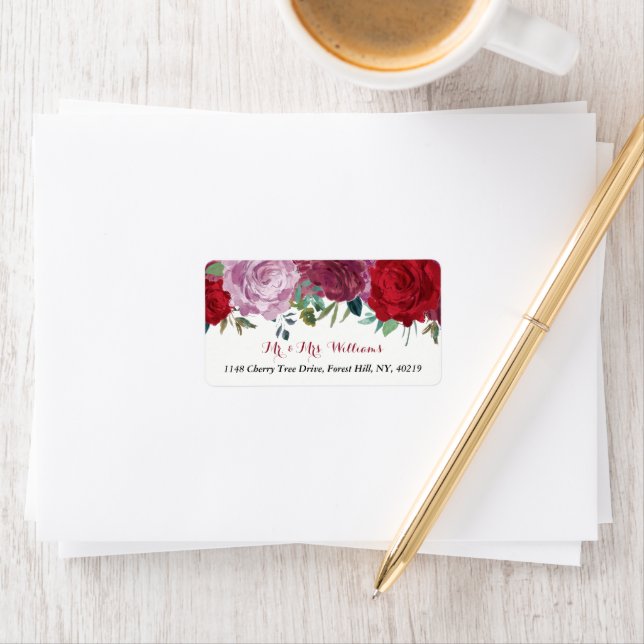 Die romantische Hochzeitskollektion der Blumen Adressaufkleber (Insitu)