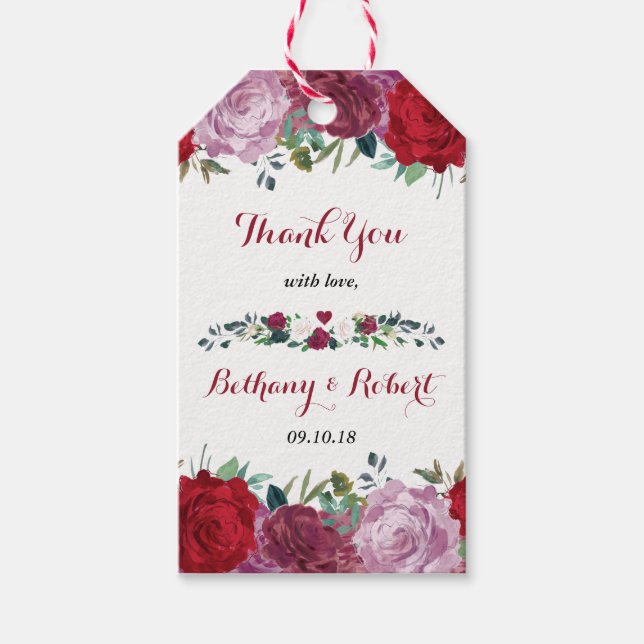 Die romantische Hochzeitskollektion der Blumen Geschenkanhänger (Vorderseite)