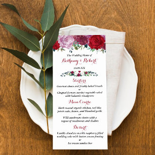 Die romantische Hochzeitskollektion der Blumen Menükarte
