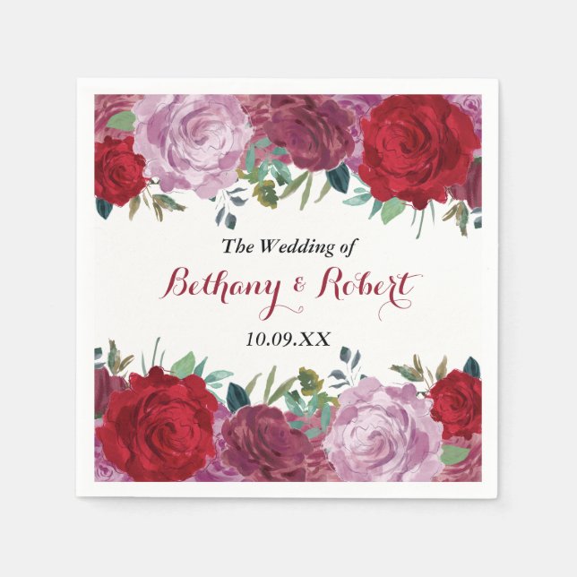 Die romantische Hochzeitskollektion der Blumen Serviette (Vorderseite)