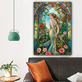 Die romantische Weinrebe Art Nouveau Weiblichkeit Poster