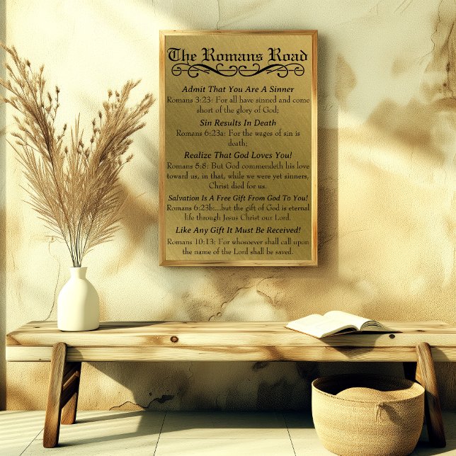 Die Römer Straße Sinner's Gebet Gold Black Poster (The Romans Road Sinner's Prayer Gold Black Poster)