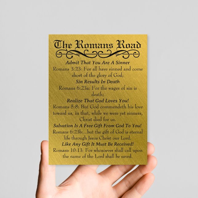 Die Römer Straße Sinner's Gebet Gold Black Postkarte (The Romans Road Sinner's Prayer Gold Black Postcard)