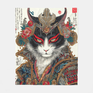 Die Ronin Cat Ukiyo-e Samurai Warrior Fleecedecke