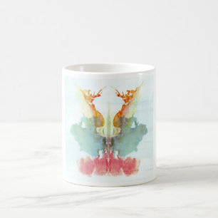 Die Rorschach Test-Tinte befleckt Menschen der Kaffeetasse