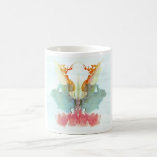 Die Rorschach Test-Tinte befleckt Menschen der Kaffeetasse