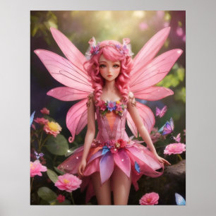 Die rosa Fee   Fantasy Digital Art Poster