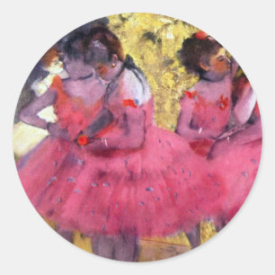 Die rosa Tänzerinnen, vor der Balletvorstellung vo Runder Aufkleber