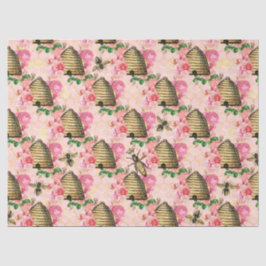 Die rosa und goldene Bienenreihe Design 11 Seidenpapier