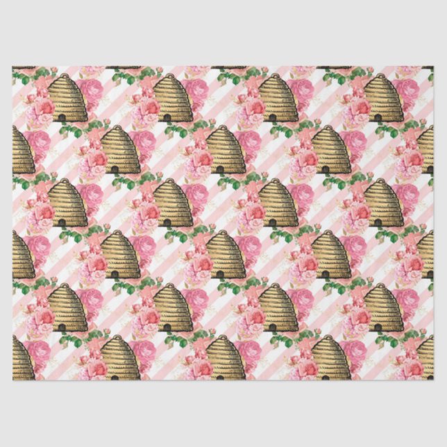 Die rosa und goldene Bienenreihe Design 15 Gewebep Seidenpapier (Vorderseite)