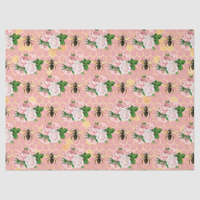 Die rosa und goldene Bienenreihe - Design 18 Seidenpapier (Vorderseite)