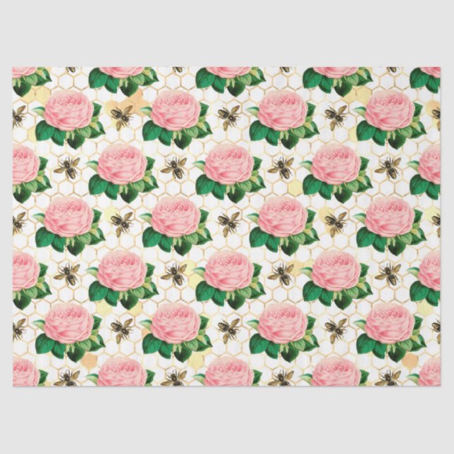 Die rosa und goldene Bienenreihe - Design 4 Seidenpapier (Vorderseite)