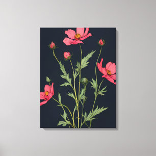 Die rosafarbenen Peonies auf schwarz Leinwanddruck