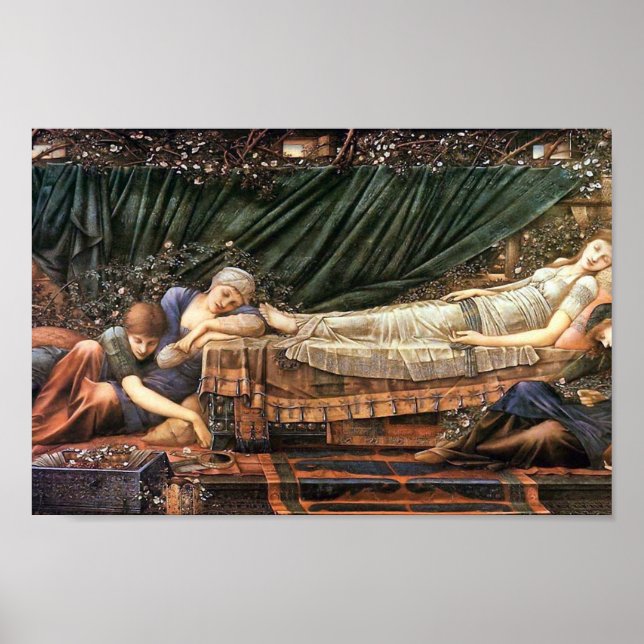 Die Rose Bower von Edward Burne Jones Poster (Vorne)