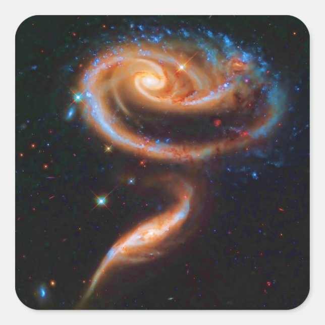Die Rose Galaxien, Arp 273 Quadratischer Aufkleber (Vorderseite)