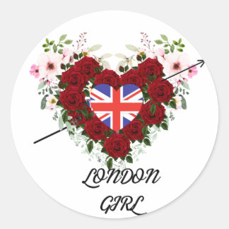 Die Rose London Girl mit Arrow Kreath Runder Aufkleber