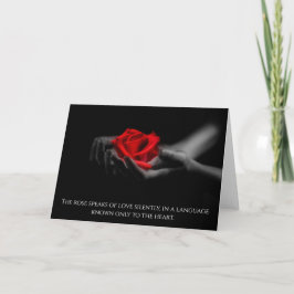 Die Rose spricht von Liebe in der Herzromantik Karte