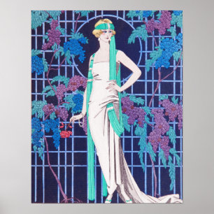 Die Rose und das Night Art Deco Poster