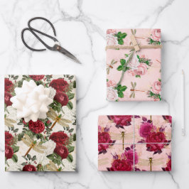 Die Rose- und Dragonfly-Serie Geschenkpapier Set