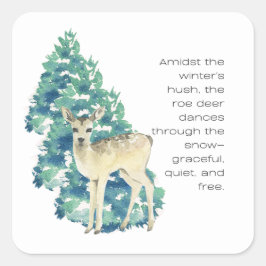 Die Rosenhirsche tanzt durch den Schnee Quadratischer Aufkleber
