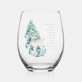 Die Rosenhirsche tanzt durch den Schnee Weinglas Ohne Stiel