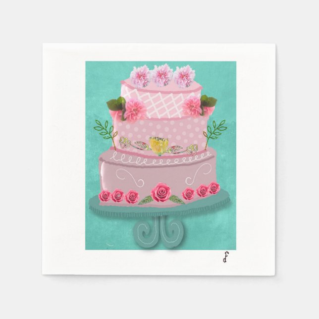 Die rosige Feier Serviette (Vorderseite)