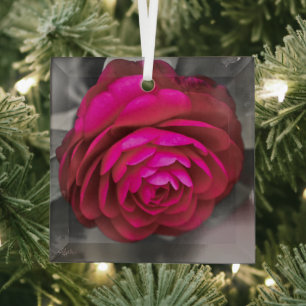 Die rosige Kamelie Ornament Aus Glas
