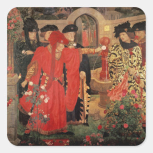 Die Rot-Weiß-Rose im Tempel wählen Quadratischer Aufkleber