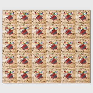 Die rote Akkordeon, Weihnachtsdesign, Geschenkpapier