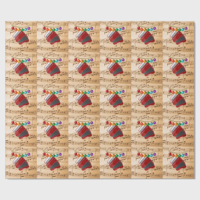 Die rote Akkordeon, Weihnachtsdesign, Geschenkpapier (Flach)