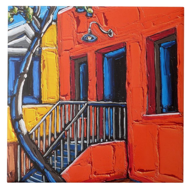 Die "rote Harmonie, Tucson-Barrio" Fliese (Vorderseite)