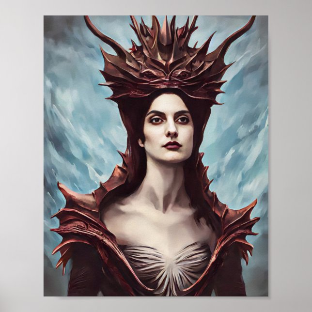 Die rote Hexe der Gebirgsfantasiekunst Poster (Vorne)