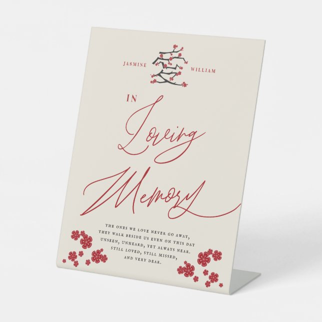 Die rote Kirsche der chinesischen Liebe blüht in d Sockelschild (Vorderseite)