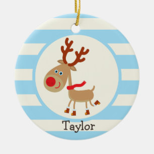 die rote Nasenrinne; blaue Streifen Keramikornament