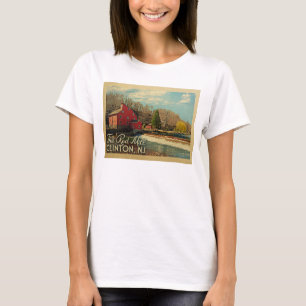 Die rote Vintage Reise Mühlclintons New-Jersey T-Shirt